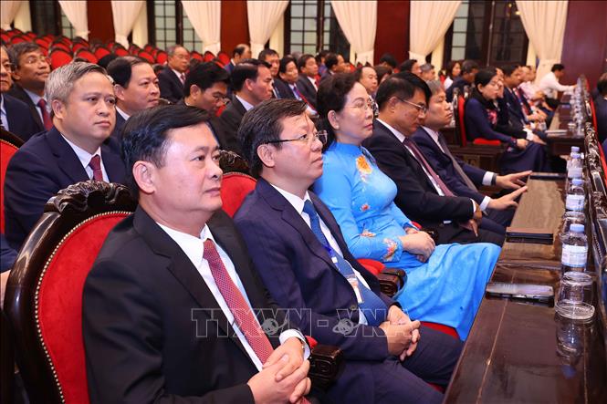 Các học viên là Ủy viên Ban Chấp hành Trung ương Đảng khóa XIV dự Lễ bế giảng. Ảnh: Văn Điệp – TTXVN