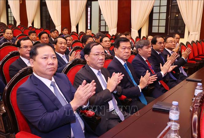 Các học viên là Ủy viên Ban Chấp hành Trung ương Đảng khóa XIV dự Lễ bế giảng. Ảnh: Văn Điệp – TTXVN