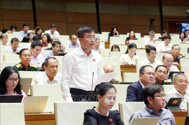 Đại biểu Quốc hội thành phố Hà Nội Nguyễn Xuân Kỳ phát biểu. Ảnh: Phạm Kiên - TTXVN