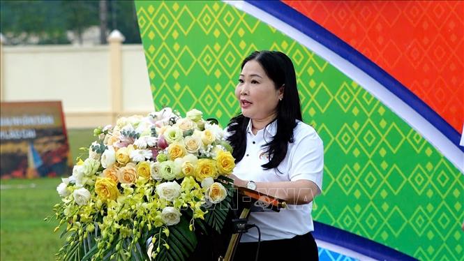 Phó Chủ tịch UBND tỉnh Lào Cai Vũ Thị Hiền Hạnh đồng Trưởng Ban Chỉ đạo Giải phát biểu tại Lễ Khai mạc. Ảnh: TTXVN phát