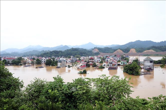 Xã Tràng Định, tỉnh Lạng Sơn có gần 800 nhà dân bị ngập sâu. Ảnh: Văn Đạt - TTXVN