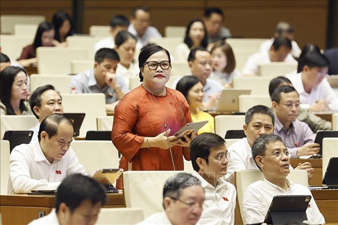 Đại biểu Quốc hội thành phố Huế Nguyễn Thị Sửu phát biểu. Ảnh: Doãn Tấn - TTXVN