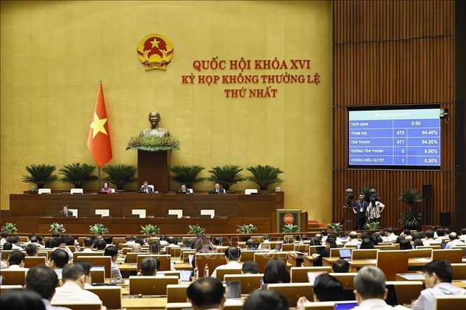Quốc hội biểu quyết thông qua Luật Hòa giải ở cơ sở (sửa đổi). Ảnh: Doãn Tấn – TTXVN