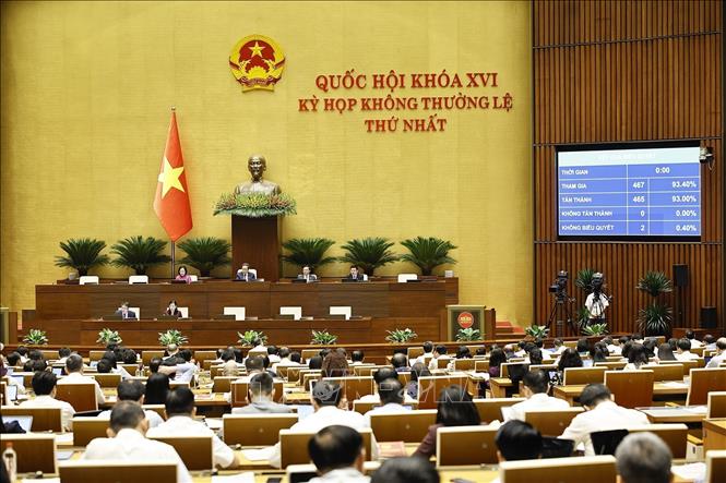 Quốc hội biểu quyết thông qua Luật sửa đổi, bổ sung một số điều của 10 luật có liên quan đến thủ tục hành chính, điều kiện kinh doanh trong lĩnh vực nông nghiệp và môi trường. Ảnh: Doãn Tấn – TTXVN