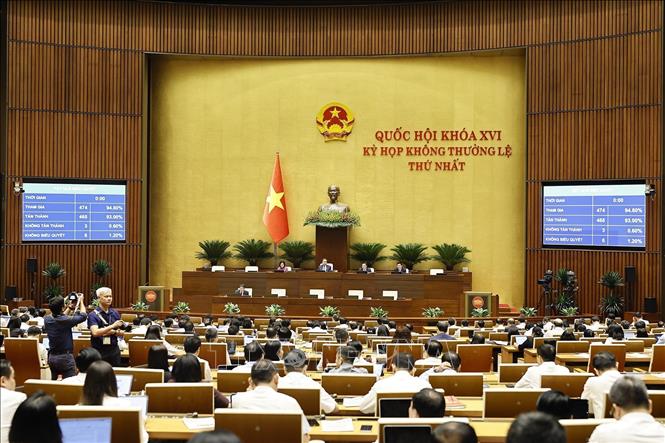 Quốc hội biểu quyết thông qua Luật Phát triển đô thị. Ảnh: Doãn Tấn – TTXVN