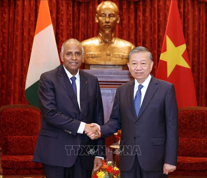 Tổng Bí thư, Chủ tịch nước Tô Lâm tiếp Chủ tịch Quốc hội Côte d’Ivoire Patrick Achi thăm chính thức Việt Nam. Ảnh: Thống Nhất – TTXVN