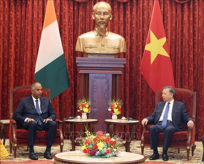 Tổng Bí thư, Chủ tịch nước Tô Lâm tiếp Chủ tịch Quốc hội Côte d’Ivoire Patrick Achi thăm chính thức Việt Nam. Ảnh: Thống Nhất – TTXVN