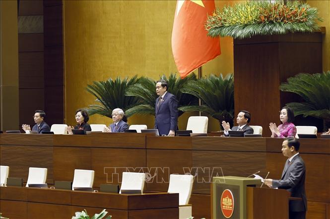 Chủ tịch Quốc hội Trần Thanh Mẫn chủ trì Phiên bế mạc Kỳ họp không thường lệ thứ nhất, Quốc hội khoá XVI. Ảnh: Doãn Tấn - TTXVN