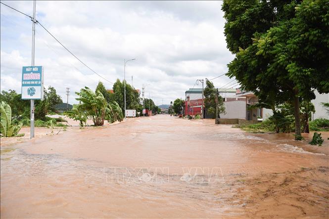 Phường Phượng Sơn, tỉnh Bắc Ninh, nước dâng cao ngập nhiều tuyến đường, hàng nghìn hộ dân. Ảnh: Thái Hùng - TTXVN