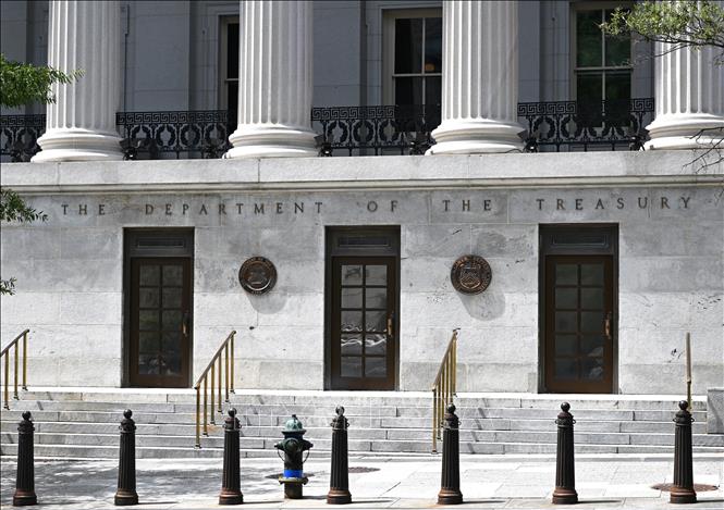Trụ sở Bộ Tài chính Mỹ ở Washington DC., ngày 24/8/2026. Ảnh: THX/TTXVN phát