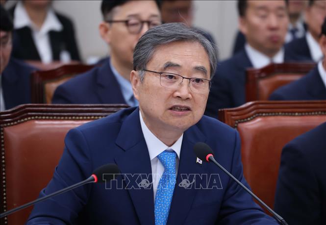 (Tư liệu) Ngoại trưởng Hàn Quốc Cho Hyun phát biểu tại thủ đô Seoul. Ảnh: YONHAP/TTXVN phát