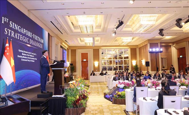 Thường trực Ban Bí thư Trần Cẩm Tú phát biểu tại Đối thoại Chiến lược Việt Nam - Singapore lần thứ nhất. Ảnh: Phương Hoa - TTXVN