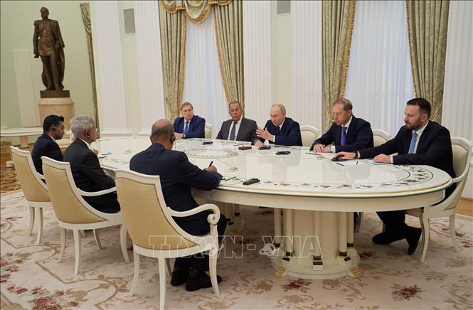 Ngoại trưởng Ấn Độ S. Jaishankar hội kiến Tổng thống Nga Vladimir Putin tại Moskva ngày 24/8/2026. Ảnh: ANI/TTXVN phát