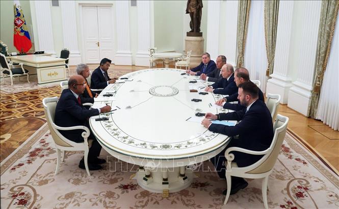 Ngoại trưởng Ấn Độ S. Jaishankar hội kiến Tổng thống Nga Vladimir Putin tại Moskva ngày 24/8/2026. Ảnh: ANI/TTXVN phát