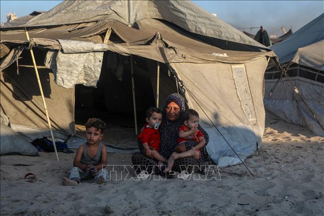 Trẻ em Palestine tại trại tị nạn ở thành phố Gaza. Ảnh: THX/TTXVN phát