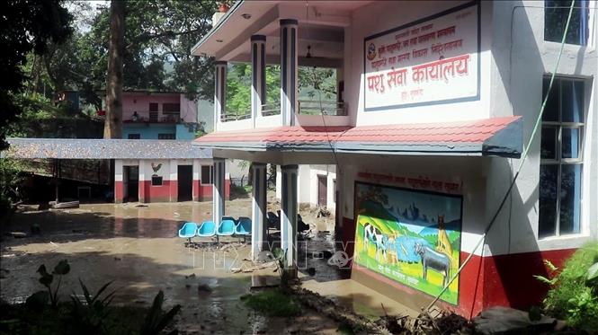 Khu vực bị tàn phá do lũ quét tại huyện Rasuwa, Nepal, ngày 26/8/2026. Ảnh: ANI/TTXVN phát