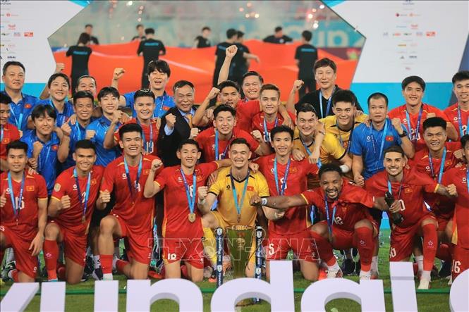 Đội tuyển Việt Nam hân hoan trong niềm vui vô địch ASEAN Cup 2026. Ảnh: Minh Quyết - TTXVN