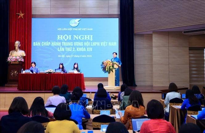 Ủy viên Trung ương Đảng, Chủ tịch Hội Liên hiệp Phụ nữ Việt Nam Lê Thị Thủy phát biểu khai mạc. Ảnh: Tuấn Anh - TTXVN