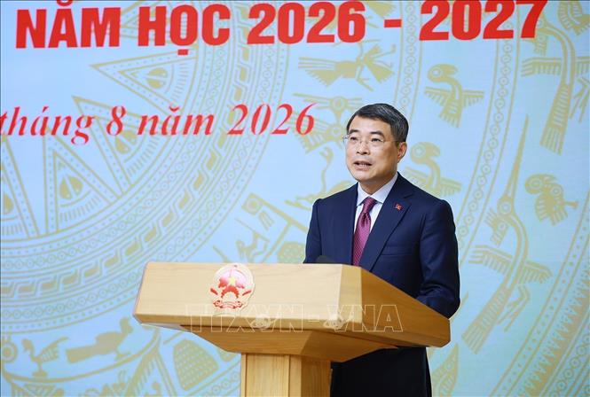Thủ tướng Lê Minh Hưng chỉ đạo Hội nghị tổng kết năm học 2025-2026 và triển khai năm học 2026-2027. Ảnh: Dương Giang – TTXVN