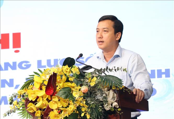Bí thư Tỉnh đoàn Tây Ninh Trần Hải Phú phát động Tuần cao điểm Chuyển đổi số trong cán bộ, đoàn viên, thanh niên. Ảnh: Đức Hạnh - TTXVN 