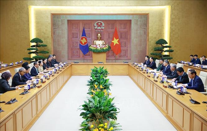 Thủ tướng Lê Minh Hưng tiếp Đại sứ các nước ASEAN tại Việt Nam. Ảnh: Dương Giang – TTXVN 