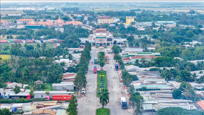 Cặp Cửa khẩu quốc tế Bình Hiệp – Prey Voa (Campuchia). Ảnh: Minh Phú - TTXVN 