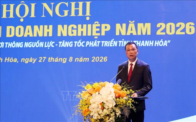 Chủ tịch UBND tỉnh Thanh Hóa Tô Anh Dũng phát biểu khai mạc Hội nghị. Ảnh: Việt Hoàng - TTXVN