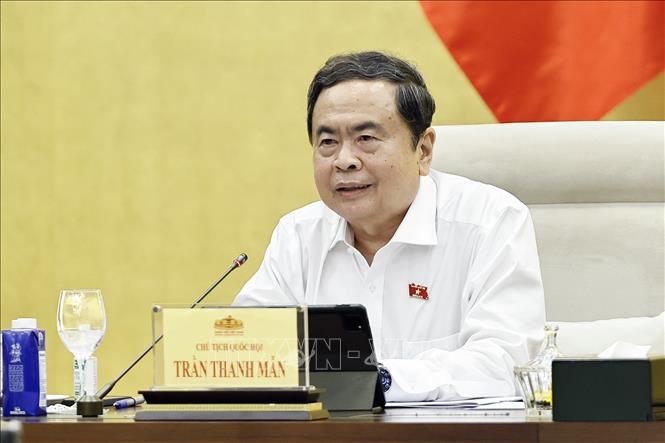 Chủ tịch Quốc hội Trần Thanh Mẫn phát biểu. Ảnh: Doãn Tấn - TTXVN