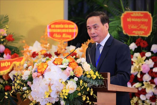 Phó Chủ tịch Liên hiệp các Hội Khoa học và Kỹ thuật Việt Nam Phạm Ngọc Linh trình bày báo cáo chính trị, tiếp thu ý kiến đóng góp cho dự thảo các văn kiện trình Đại hội. Ảnh: Hoàng Hiếu - TTXVN 