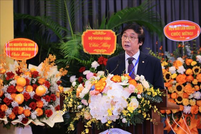 Tiến sĩ, Kiến trúc sư Trần Ngọc Chính tham luận về Hội quy hoạch và phát triển đô thị Việt Nam trình bày tham luận tại Đại hội. Ảnh: Hoàng Hiếu - TTXVN