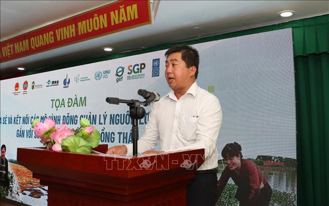Ông Phạm Văn Toàn, Phó Chủ tịch Hội Nông dân tỉnh Đồng Tháp, phát biểu. Ảnh: Hồng Thái - TTXVN