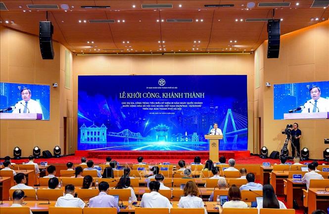 Toàn cảnh lễ khởi công, khánh thành các dự án, công trình tiêu biểu chào mừng kỷ niệm 81 năm Quốc khánh 2/9. Ảnh: Trung Nguyên - TTXVN