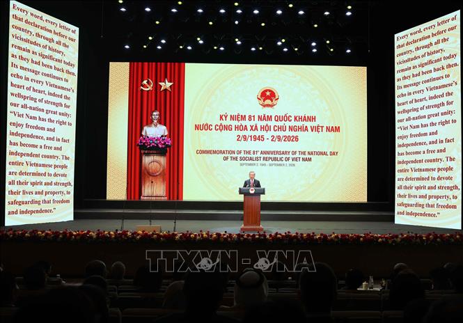 Tổng Bí thư, Chủ tịch nước Tô Lâm đọc Diễn văn kỷ niệm. Ảnh: Thống Nhất – TTXVN