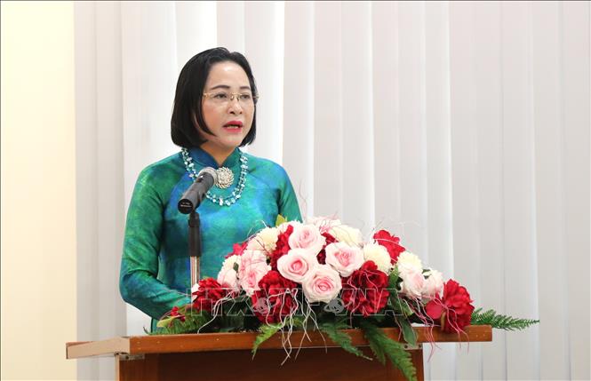 Phó Chủ tịch Quốc hội Nguyễn Thị Thanh phát biểu. Ảnh: Huy Bình - P/v TTXVN tại Campuchia