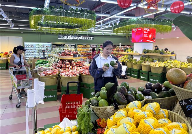 Trái cây đặc sản vùng miền hút khách tại siêu thị Winmart Thảo Điền, TP. Hồ Chí Minh. Ảnh: Hương Giang - TTXVN