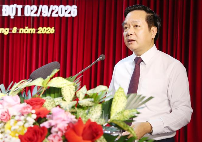 Ủy viên Ban Chấp hành Trung ương Đảng, Bí thư Tỉnh ủy Hưng Yên Phạm Quang Ngọc phát biểu tại buổi lễ. Ảnh: Thế Duyệt – TTXVN
