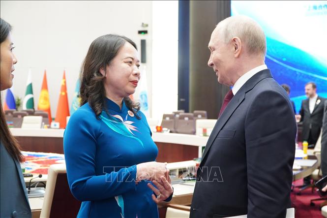 Vice President Vo Thi Anh Xuan meets with Russian President Vladimir Putin. VNA Photo: Tâm Hằng