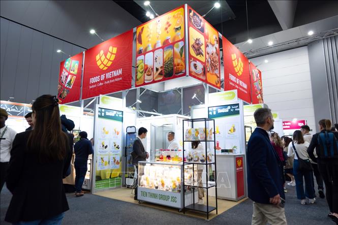Gian hàng trưng bày của Việt Nam tại Fine Food Australia 2026. Ảnh: Diệu Linh - P/v TTXVN tại Australia