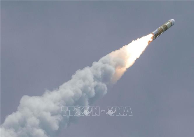 Vụ phóng tên lửa đẩy H3 từ Trung tâm vũ trụ Tanegashima, Nhật Bản. Ảnh: Kyodo/TTXVN 