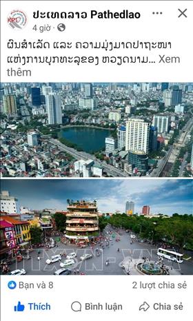 Bài đăng trên trang Facebook chính thức của tờ Pathetlao. Ảnh: TTXVN phát