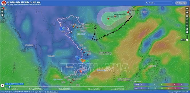 Hình ảnh bão số 5 nhìn từ vệ tinh lúc 7h ngày 3/9/2026. Ảnh: Trung tâm Dự báo KTTV quốc gia/TTXVN phát