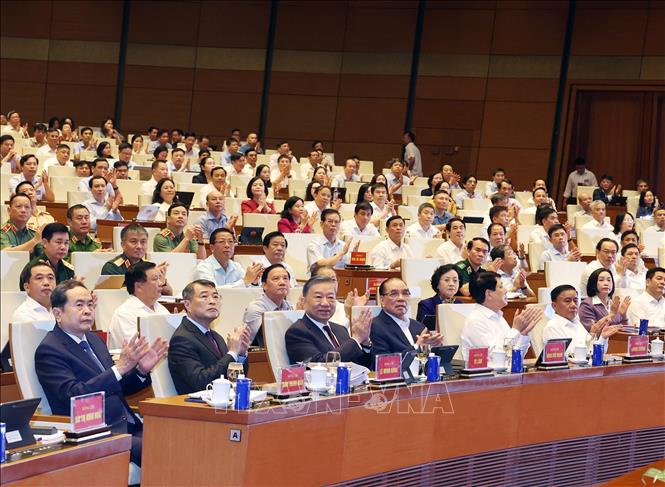 Tổng Bí thư, Chủ tịch nước Tô Lâm và các đại biểu tham dự hội nghị tại phòng họp Diên Hồng, Nhà Quốc hội, Hà Nội. Ảnh: Thống Nhất – TTXVN