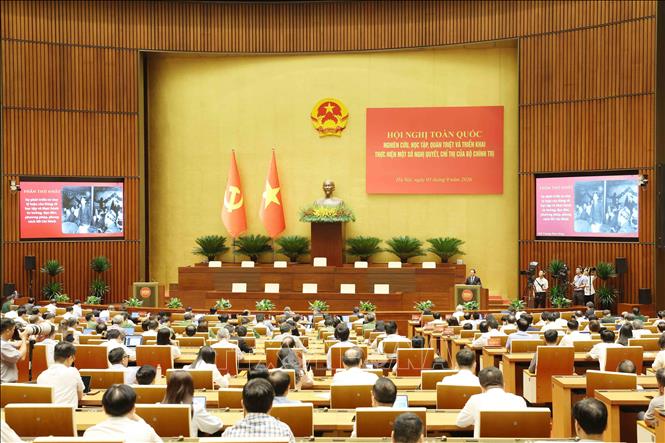 Toàn cảnh hội nghị tại phòng họp Diên Hồng, Nhà Quốc hội, Hà Nội. Ảnh: Phương Hoa - TTXVN