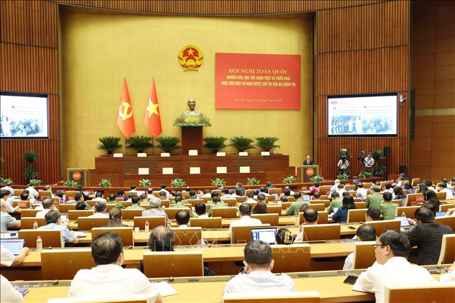 Toàn cảnh hội nghị tại phòng họp Diên Hồng, Nhà Quốc hội, Hà Nội. Ảnh: Phương Hoa - TTXVN