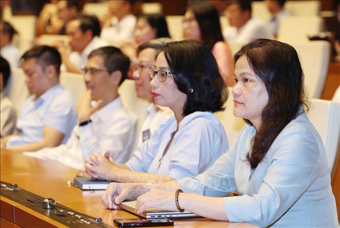 Đại biểu tham dự hội nghị tại phòng họp Diên Hồng, Nhà Quốc hội, Hà Nội. Ảnh: Phương Hoa - TTXVN