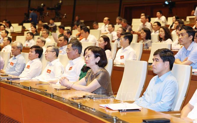 Đại biểu tham dự hội nghị tại phòng họp Diên Hồng, Nhà Quốc hội, Hà Nội. Ảnh: Phương Hoa - TTXVN