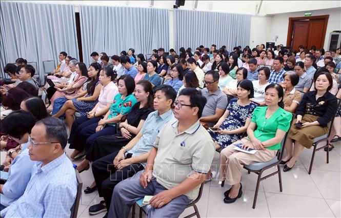 Đảng viên thuộc Đảng bộ Thông tấn xã Việt Nam tham dự Hội nghị trực tuyến tại điểm cầu trụ sở Thông tấn Quốc gia (5 Lý Thường Kiệt, Hà Nội). Ảnh: Phạm Kiên - TTXVN