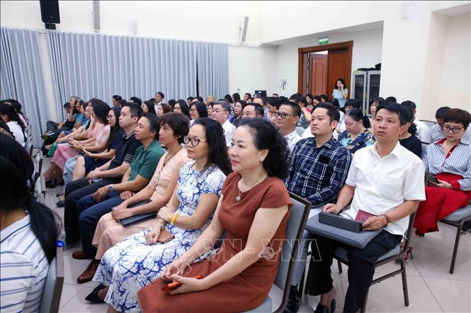 Đảng viên thuộc Đảng bộ Thông tấn xã Việt Nam tham dự Hội nghị trực tuyến tại điểm cầu trụ sở Thông tấn Quốc gia (5 Lý Thường Kiệt, Hà Nội). Ảnh: Phạm Kiên - TTXVN