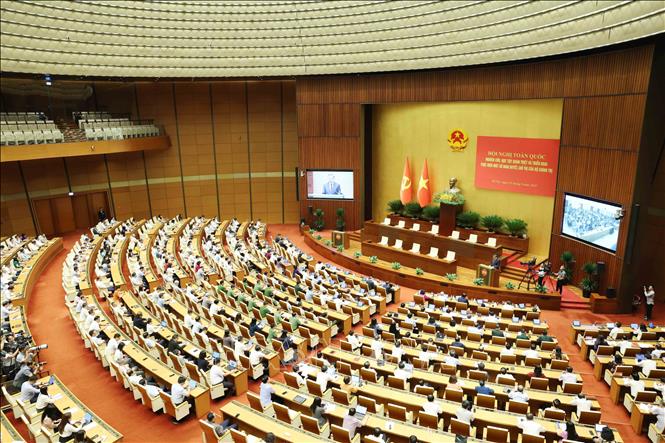 Toàn cảnh hội nghị tại phòng họp Diên Hồng, Nhà Quốc hội, Hà Nội. Ảnh: Phương Hoa - TTXVN