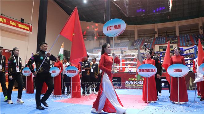 Đoàn Việt Nam diễu hành tại lễ khai mạc. Ảnh: Nguyễn Hằng - TTXVN